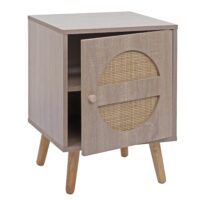 Nachttisch Kaffeetisch Beistelltisch Kubu Rattan Eiche-Optik 56x40x40cm