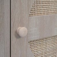 Nachttisch Kaffeetisch Beistelltisch Kubu Rattan Eiche-Optik 56x40x40cm