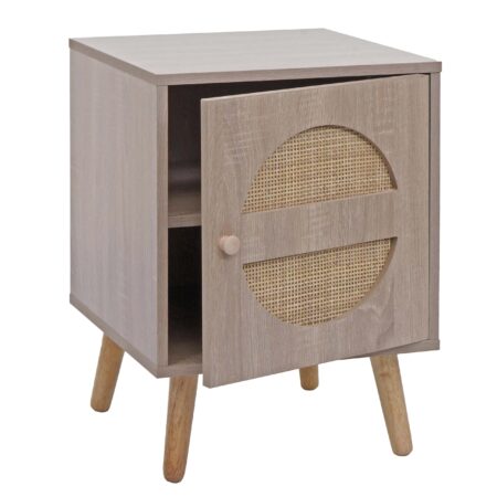 Nachttisch Kaffeetisch Beistelltisch Kubu Rattan Eiche-Optik 56x40x40cm