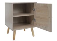 Nachttisch Kaffeetisch Beistelltisch Kubu Rattan Eiche-Optik 56x40x40cm