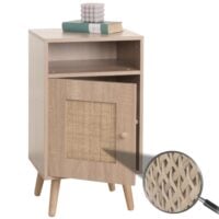 Nachttisch Nachtschrank Beistelltisch Kubu Rattan Eiche-Optik 71x40x41cm