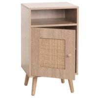 Nachttisch Nachtschrank Beistelltisch Kubu Rattan Eiche-Optik 71x40x41cm