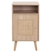 Nachttisch Nachtschrank Beistelltisch Kubu Rattan Eiche-Optik 71x40x41cm