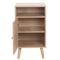 Nachttisch Nachtschrank Beistelltisch Kubu Rattan Eiche-Optik 71x40x41cm
