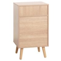 Nachttisch Nachtschrank Beistelltisch Kubu Rattan Eiche-Optik 71x40x41cm