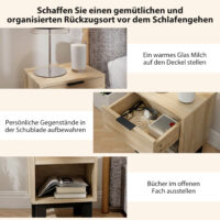 Nachttisch mit Schublade und offenem Fach Eiche