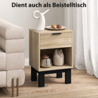 Nachttisch mit Schublade und offenem Fach Eiche