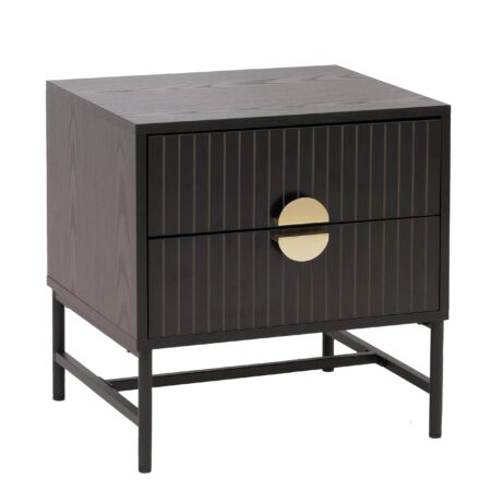 Nachttisch Beistelltisch Schublade MDF Metall 50x48x39cm Holzoptik schwarz