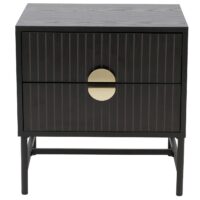 Nachttisch Beistelltisch Schublade MDF Metall 50x48x39cm Holzoptik schwarz