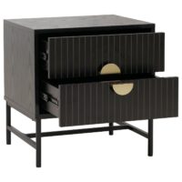 Nachttisch Beistelltisch Schublade MDF Metall 50x48x39cm Holzoptik schwarz