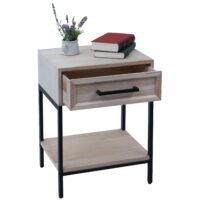 Nachttisch Kommode Beistelltisch Schublade Shabby-Look 59x43x36cm natur