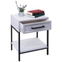 Nachttisch Kommode Beistelltisch Schublade Shabby-Look 59x43x36cm weiss