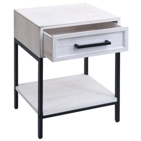 Nachttisch Kommode Beistelltisch Schublade Shabby-Look 59x43x36cm weiss