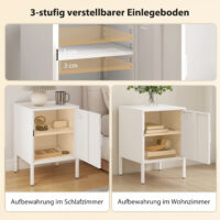 Nachttisch Beistelltisch verstellbar für Schlafzimmer aus Stahl weiss