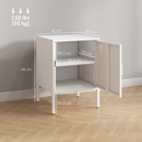 Nachttisch Beistelltisch verstellbar für Schlafzimmer aus Stahl weiss
