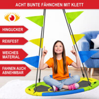 Große Nestschaukel mit 120cm Durchmesser für Kinder, wetterfest und robust.