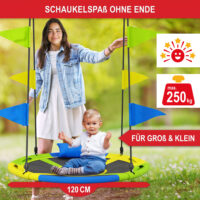 Große Nestschaukel mit 120cm Durchmesser für Kinder, wetterfest und robust.