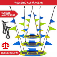 Große Nestschaukel mit 120cm Durchmesser für Kinder, wetterfest und robust.
