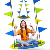 Große Nestschaukel mit 120cm Durchmesser für Kinder, wetterfest und robust.