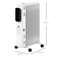 Ein tragbarer Ölradiator und Ölheizung in Weiss mit 2180W Leistung und Timer.