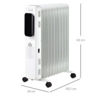 Ein tragbarer Ölradiator und Ölheizung in Weiss mit 2720W Leistung und Timer.