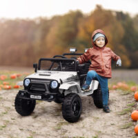 Kinder Elektroauto OFFROAD 12V mit Fernbedienung LED und Federung weiss