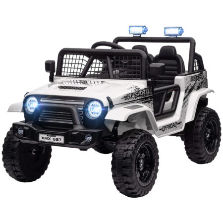 Kinder Elektroauto OFFROAD 12V mit Fernbedienung LED und Federung weiss