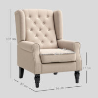 Ohrensessel bequem mit abnehmbarem Bezug beige