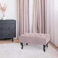 Ottomane Chesterfield Sitzhocker Fussablage wasserabweisend 39x77x47cm hellrosa