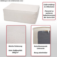 Ottomane Fussablage Recamiere Chaiselongue Stoff 38x97x70cm creme
