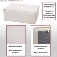 Ottomane Fussablage Recamiere Chaiselongue Stoff 38x97x70cm hellgrau
