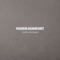 Eine dunkelgraue Ottomane mit Stauraum und 2-in-1 Design in Samtoptik.