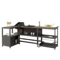 Outdoor-Küche Aluminium 3-teilig Garten anthrazit Holzoptik