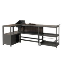 Outdoor-Küche Aluminium 3-teilig Garten anthrazit Holzoptik