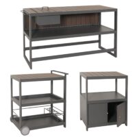 Outdoor-Küche Aluminium 3-teilig Garten anthrazit Holzoptik