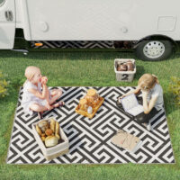Outdoor Teppich beidseitig wetterfest 121x182cm schwarz weiss