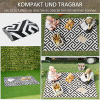 Outdoor Teppich beidseitig wetterfest 121x182cm schwarz weiss