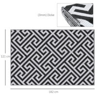 Outdoor Teppich beidseitig wetterfest 121x182cm schwarz weiss