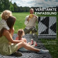 Outdoor Teppich wasserfest geometrisch 182x274cm schwarz grau