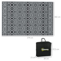 Outdoor Teppich wasserfest geometrisch 182x274cm schwarz grau