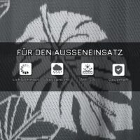 Outdoor Teppich wetterfest Blattmuster 182x274cm grau weiss