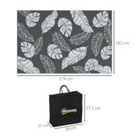 Outdoor Teppich wetterfest Blattmuster 182x274cm grau weiss
