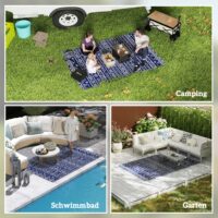 Outdoor Teppich wetterfest Boho Stil für Balkon und Wohnzimmer
