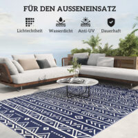 Outdoor Teppich wetterfest Boho Stil für Balkon und Wohnzimmer