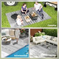 Outdoor Teppich wetterfest Boho Stil für Balkon und Wohnzimmer