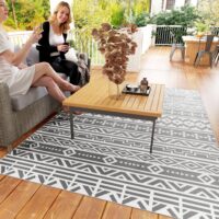 Outdoor Teppich wetterfest Boho Stil für Balkon und Wohnzimmer