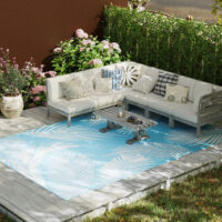 Outdoor Teppich wetterfest wendbar gross mit Tragetasche