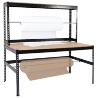 Packstation Packtisch Arbeitstisch Rollenhalter höhenverstellbar 183x183x90cm schwarz