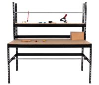 Packstation Packtisch Arbeitstisch Rollenhalter höhenverstellbar 183x183x90cm schwarz