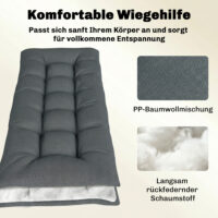 Palettenkissen Sitzkissen abnehmbar mit Bändern 198x65 dunkelgrau